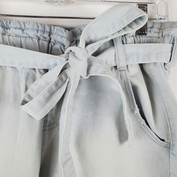 SO Denim Skirt Juniors 11 Paperback‎ Belted Cotton Light Wash Raw Hem - Picture 6 of 8